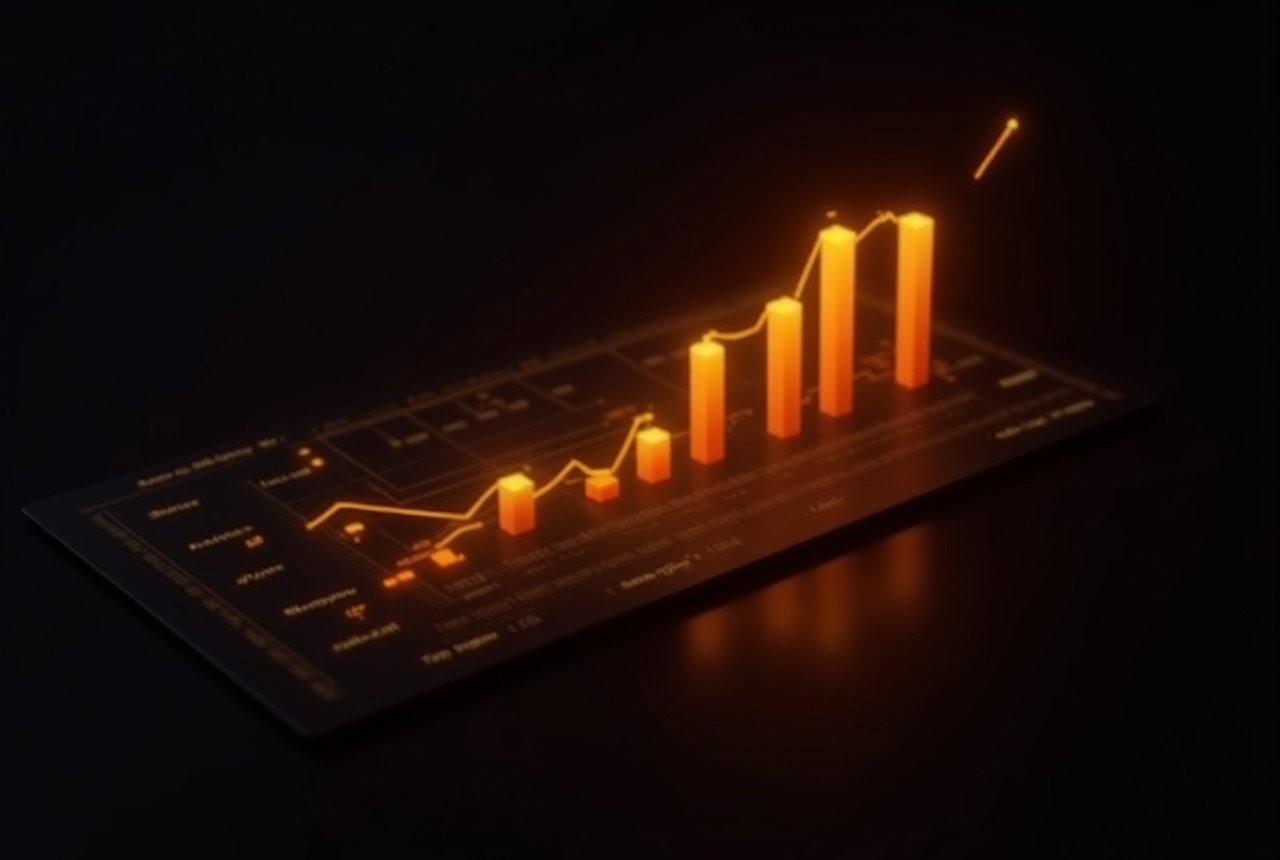Abstract amber and neutral bar chart representing app usage breakdown on a dark background