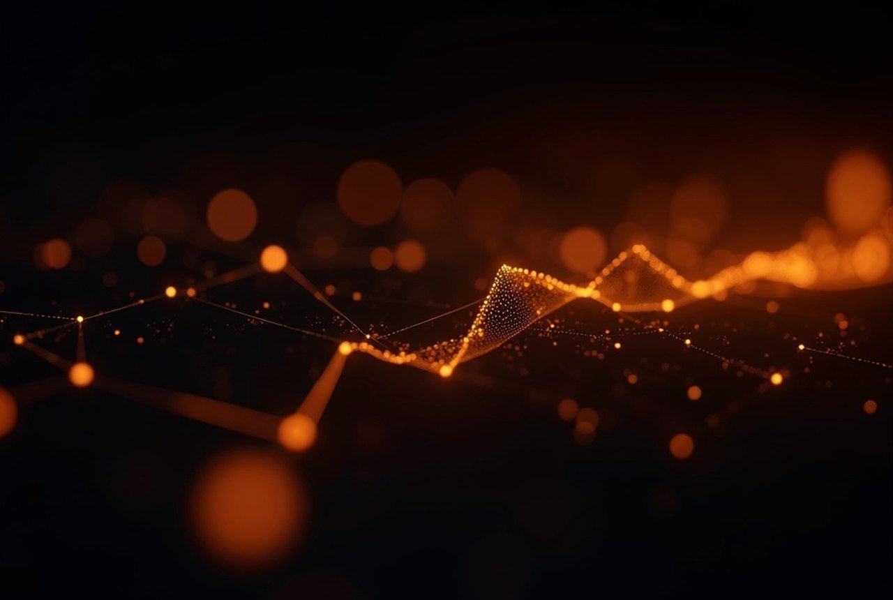 Abstract dark matrix with amber highlights representing a comparison of criteria and tools